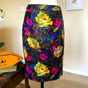 J. CREW Collection floral brocade pencil skirt